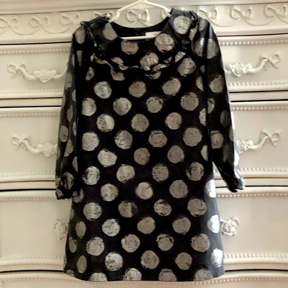 Hanna ANDERSSON gray dressy silver circle long sleeve dress size 5 euro 110 - Picture 1 of 12